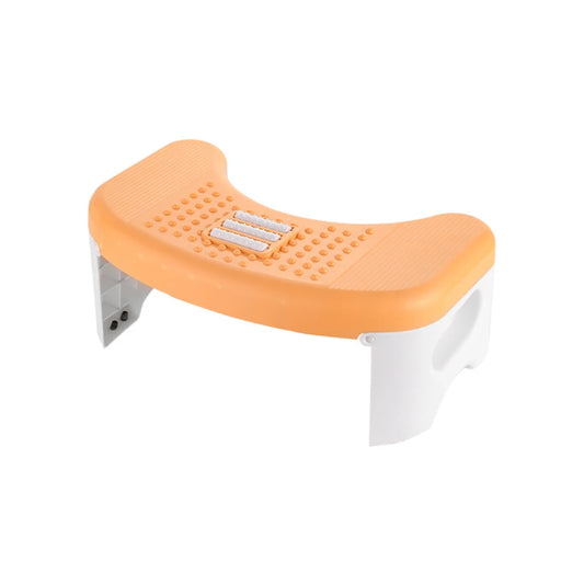 Photo sur fond blanc du tabouret de toilette orange, tabouret de toilette pliable et massant